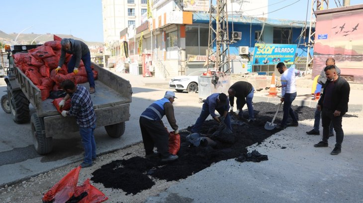 Yafes Caddesinde Soğuk Asfalt Çalışması.